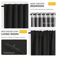 thumbnail image 6 of 100% Blackout Faux Linen Curtains for Livingroom Bedroom W50 X L84,2 Panels Set Thermal Insulated Curtains With Free 20 Ring Clips- Black, 6 of 9