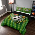 thumbnail image 2 of Manfei Sport Football King Size Comforter Sets, Goal Print Comforters King Size, Green Gold Multicolor, Black Reversible 3pcs 1 Comforter and 2 Pillowcases, 2 of 6