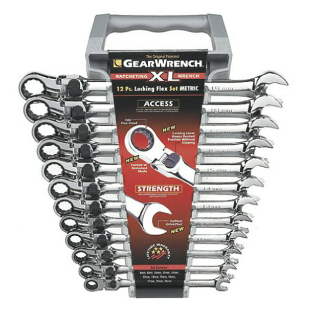 GearWrench 85698 12-Piece XL Locking Flex Head Ratcheting Wrench Set ...