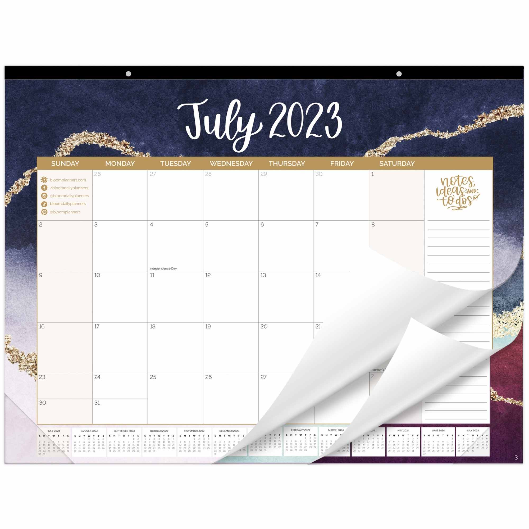 bloom daily planners 202324 Desk Calendar, 16" x 21", Watercolor