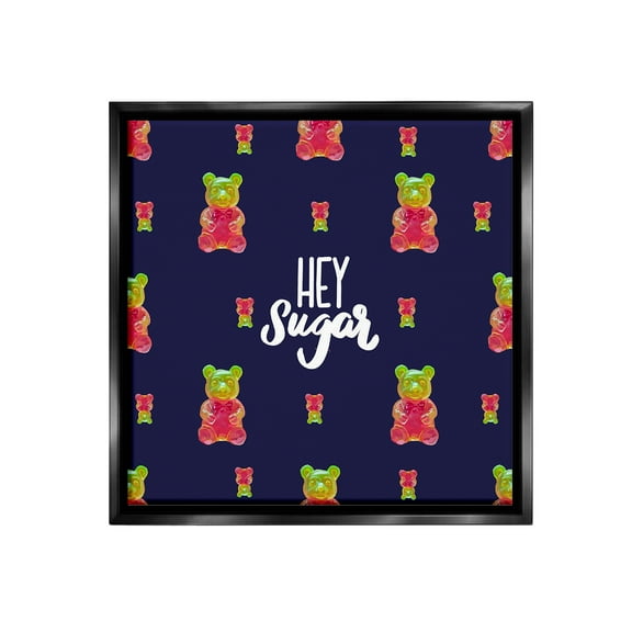 Stupell Industries Hey Sugar Candy Bear Food & Beverage Painting Black Floater Framed Canvas Art Print Wall Art, 18 x 18