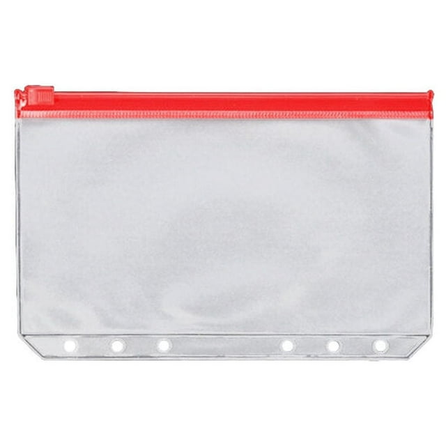 facefd 10 Pcs Pochette à Fermeture Éclair Conteneur Pratique Pochettes en PVC pour Documents Sac de Rangement pour Maison Bureau École A6 Rouge