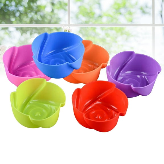 WHAMVOX 12 Pcs Rose Muffin Cup Pudding Jelly Gel Mold Silicone Cake Chocolate Sugar Craft Mold Decorative Bakery DIY Accessory Random Color