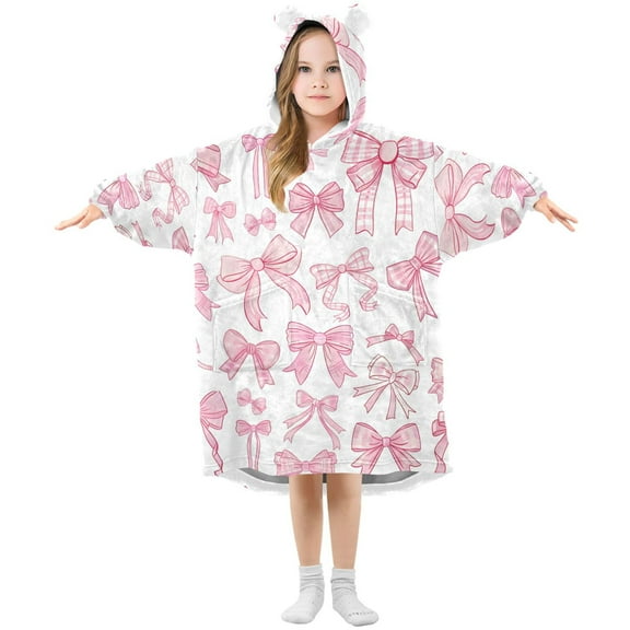 joogoo Wearable Blanket Hoodie Bow3 for Flannel Sherpa Pocket 3-14 YR M