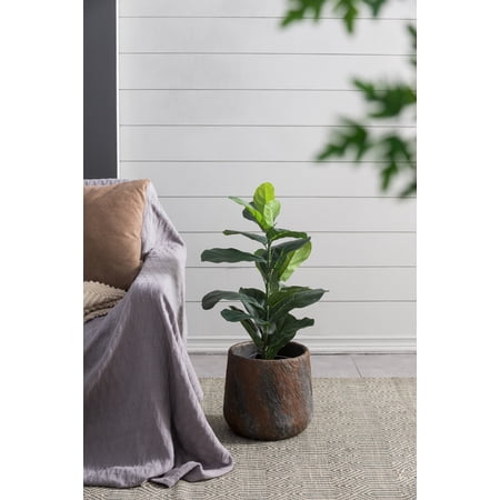 LiviNest 12.6" Cement Planter Small, Heavy Duty Concrete Plant Pot for Indoor Outdoor Garden Decor, Antique Gray