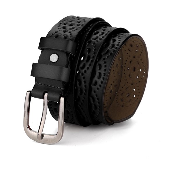 Unique Bargains Women's Hollow Floral Retro Faux Leather Belts with Buckle