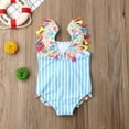 thumbnail image 3 of Musuos Baby Girls One Piece Swimsuit 3D Flamingo Tassels Ruffle Stripe Swimwear, 3 of 6