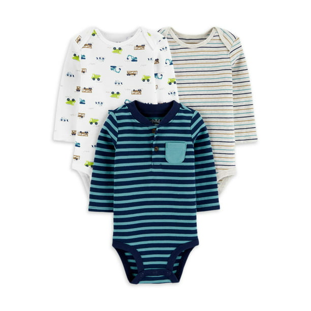 trist tone debitor Carter's Child of Mine Baby Boy Long Sleeve Bodysuits, 3 Pack, Preemie-24  Months - Walmart.com
