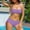 Pink, variant on TUGOXIE Swimsuits for Women Blue Bikini Two Piece Set Solid Bathing Suits XXL