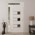 thumbnail image 5 of Front Exterior Prehung Metal-Plastic Door Frosted Glass | Manux 8933 White Silk | Side and Top Sidelite Transom | Office Commercial and Residential Doors Patio Garage 48x94 (W32+16x80+14) Right-hand, 5 of 6
