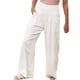 thumbnail image 2 of Pantalones blancos elásticos para mujer para un estilo elegante diario o playero, talla L Pantalones elegantes de cintura alta y pierna ancha, 2 of 5