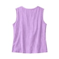 thumbnail image 4 of Cotton Linen Tank Tops for Women V Neck Loose Casual Sleeveless Summer Lightweight Blouses Purple L, 4 of 4
