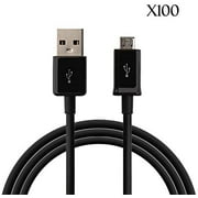 JustJamz Basic Black Micro USB Cables (100 Pack) Charger Cord Sync for Android, Samsung, Camera, and other Devices