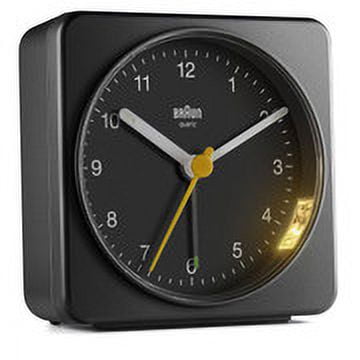 Braun BC03B: Stylish Black Alarm Clock with Snooze, Light, and Quiet Quartz Sweeping Movement