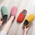 thumbnail image 2 of ZELAND Couple Plush Winter House Slippers - Thick Sole, Anti-slip, Warm Indoor Cotton Slippers for Women and Men, 2 of 5