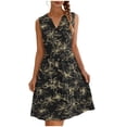 thumbnail image 2 of Gamivast Dresses for Women Sleeveless V Neck High Waist A-Line Midi Dress Floral Print Button Down Tiered Hem Flowy Casual Daily Summer Dresses Spring Dresses, 2 of 7