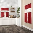 thumbnail image 6 of Mainstays 3-Piece Semi Sheer Rod Pocket Kitchen Window Tier Pair and Valance, 2 Café Curtains and 1 Curtain Valance, Red, 54"W x 36"L, 6 of 8