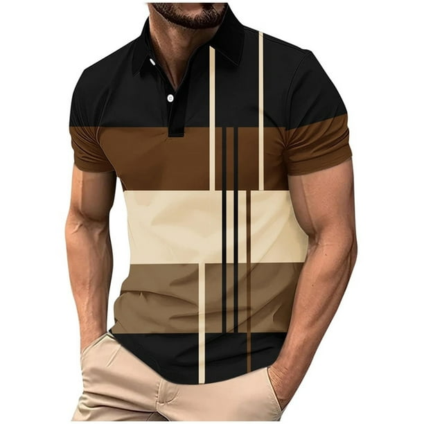 Mens Manga Corta Botón Abajo Camisas con Bolsillo Pulover Botón de Impresión de la Camisa de Solapa de Poliéster Cuello de Vuelta, Blusa Casual para Hombres