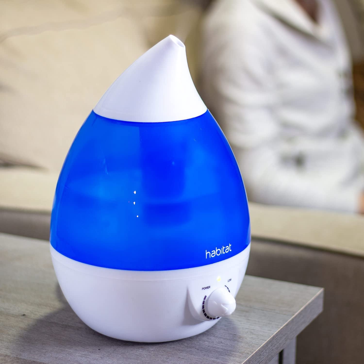 Habitat Cool Mist Ultrasonic Humidifier with Large 2.5L Tank, Whisper Quiet Humidifier with LED Light for Bedroom, 24 Hours of Continuous Mist, Blue