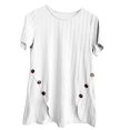 thumbnail image 3 of yunLCZ Women Shirts Women's Spring Solid Color Round Neck Wheat Ear Irregular Short Sleeved T Shirt, 3 of 4