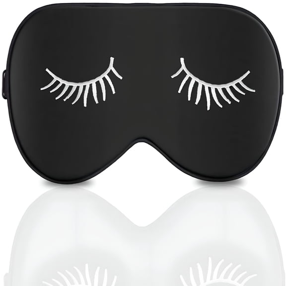 AUQ Silk Sleep Mask with Adjustable Strap,Eye Blinder,Block Out Light,Zero Head Pressure,Eye Shade Cover for Travel,Nap,Night