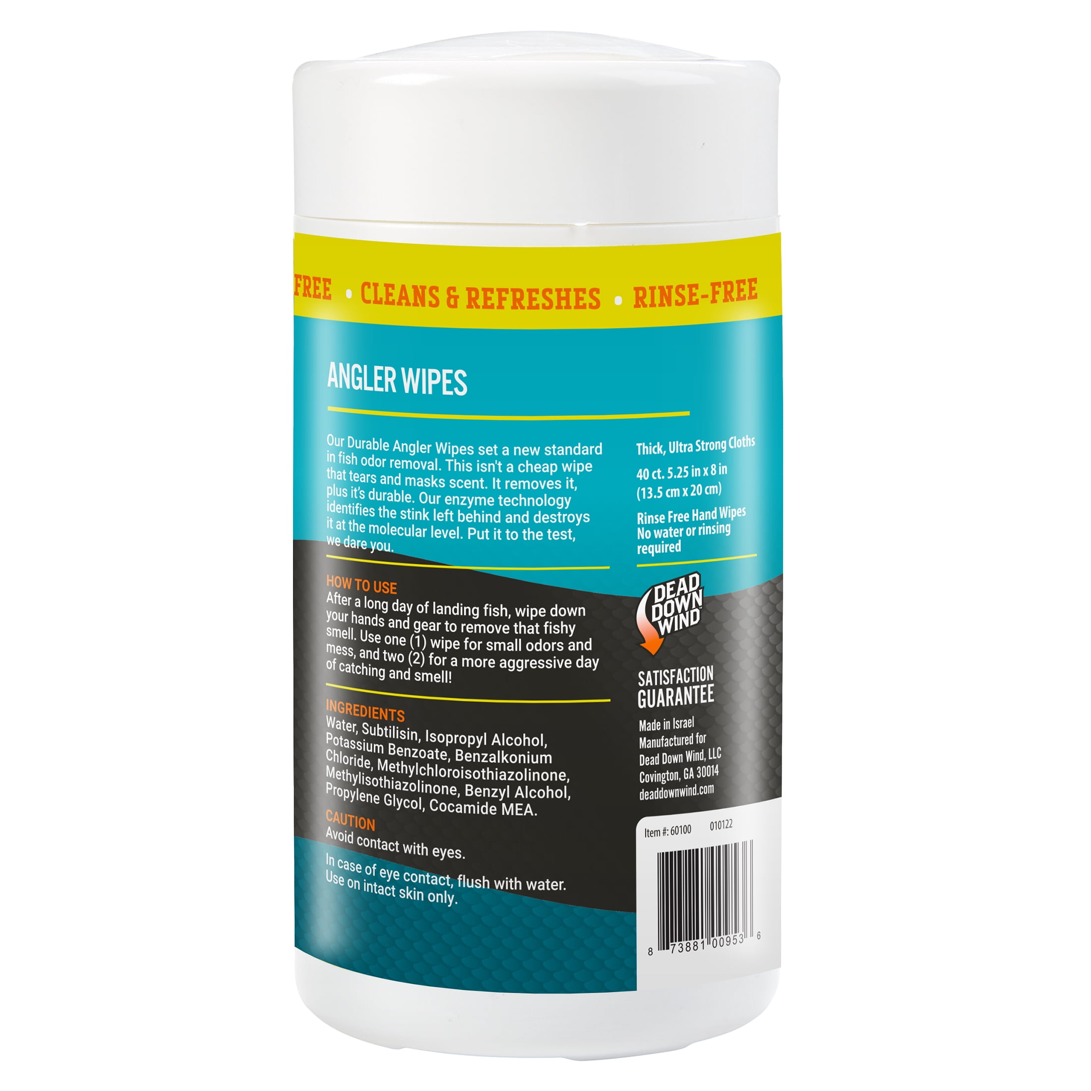 Dead Down Wind Fishing Unscented Rinse-Free Angler Wipes - 40 Count (5.25 in x 8 in)