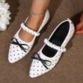 thumbnail image 2 of SuTry Women's Pointed Toe Flats Polka Dot Bow Detail Slip On Elastic Strap Lightweight Comfortable Casual Walking Shoes(37), 2 of 9