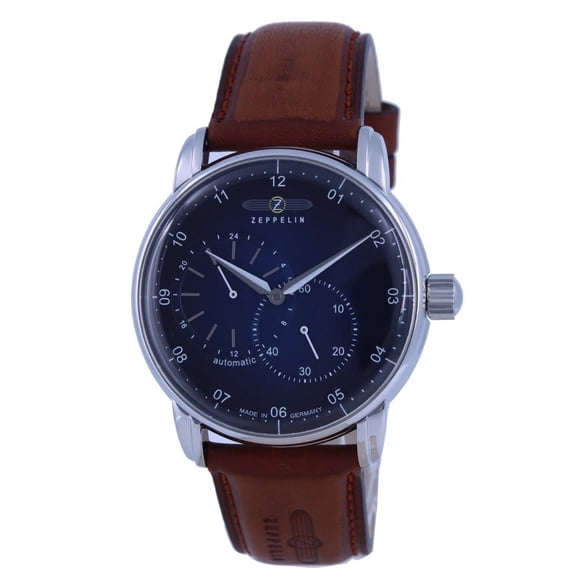 Zeppelin Reloj de Pulsera Automático New Captain's Line para Hombre, Correa de Piel de 22 mm, Azul (86623)