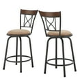 thumbnail image 2 of Weston Home Shapel Curve X-Back with Brown Wood Trim Adjustable Swivel Bar Stools, Sheen Black (Set of 3), 2 of 9