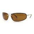 thumbnail image 4 of Rimless Narrow Rectangle Wrap Luxury Metal Rim Oversized Sunglasses Gold - Brown, 4 of 8