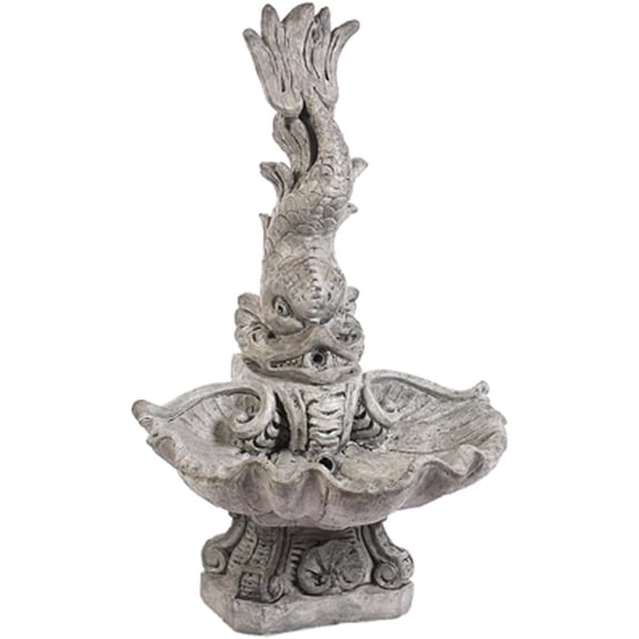 Solid Rock Stoneworks Oriental Fish Fountain - 43" Tall - Pre Aged