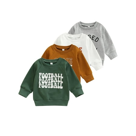 

Ma&Baby Toddler Baby Boys Girls Sweatshirts Football Letter Print Long Sleeve Pullover Tops Sweatershirt