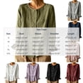 thumbnail image 3 of Womens Cotton Linen Shirts Long Sleeve Button Down Crewneck Ruffled Blouses Trendy Casual Loose Cute Comfy Tops, 3 of 7