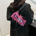 thumbnail image 5 of Transparent Crossbody Bag, Punk Bat Messenger Shoulder Bag with Chain Strap, Halloween Mini Mobile Phone Purse for Women Men, 5 of 7