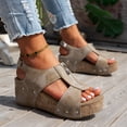 thumbnail image 2 of longantii Orthopedic Sandals for Women Non Slip Slip on Arch Support Flat Wedge Sandals Wide Width Walking Shoes 2026 Comfortable Foam Shoes Khaki, 2 of 6