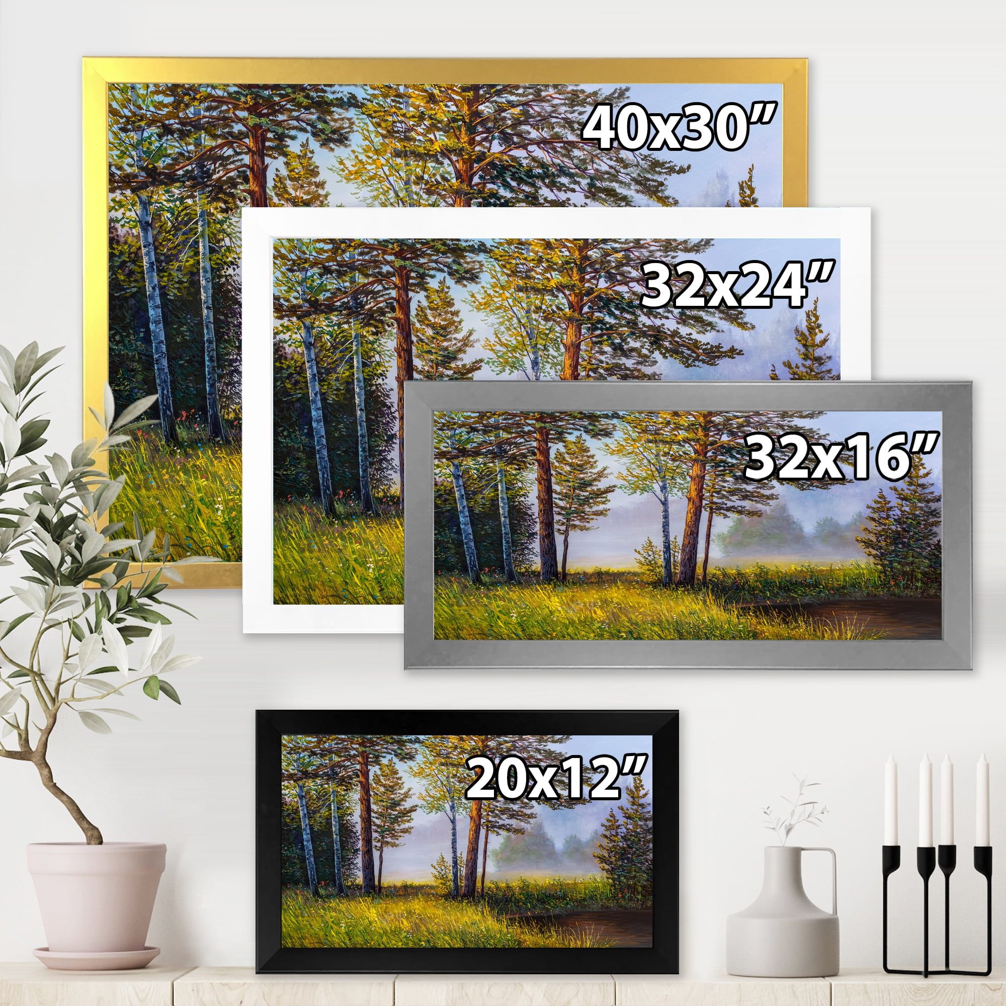 Designart 'Subtle Sunset Light Through The Trees III' Lake House Framed Art Print