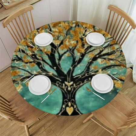

Sheronv Bird Leaves Tree Round Tablecloth 100% Polyester Waterproof Tablecloth for Indoor and Outdoor Use Stain-Resistant Ideal for Restaurants Weddings Parties - Multiple Sizes Available 38 -42
