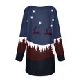 thumbnail image 3 of MHFRRA Camiseta de Manga Larga con Estampado para Festividades, Cuello Redondo, Suave, Informal, Cómoda, Ropa Gráfica de Temporada Azul Oscuro, 3 of 4