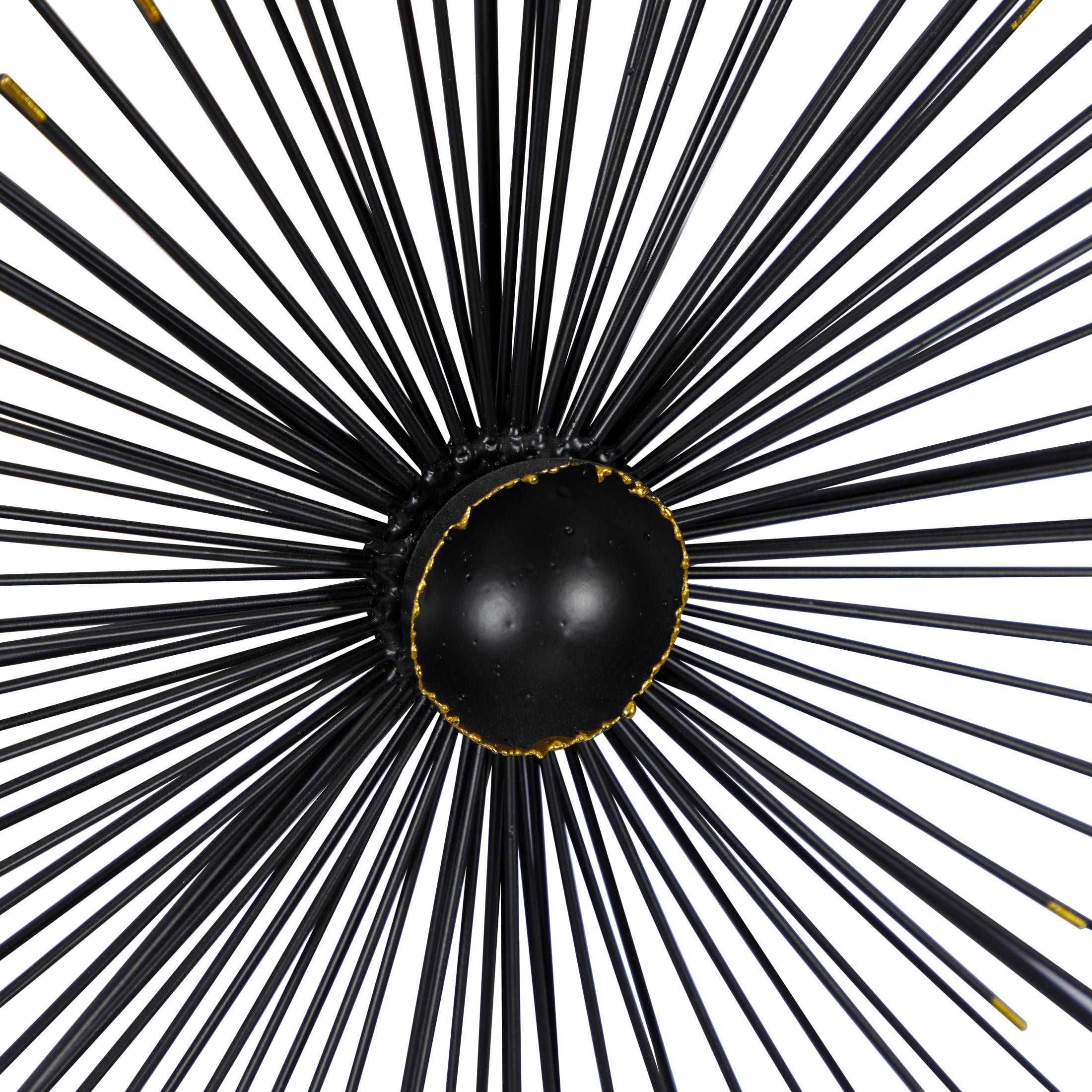 DecMode Black Metal Sea Urchin Starburst Wall Decor with Black Frame