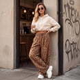 thumbnail image 7 of Leopard Print Sweatpants Women High Elastic Waist Wide Leg Pants with Drawstring Side Pockets Casual Relaxed Fit Trousers, 7 of 7