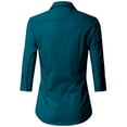 thumbnail image 3 of Doublju Women's 3/4 Sleeve Slim Fit Button Down Dress Shirt (Plus Size Available), 3 of 5