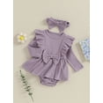 thumbnail image 3 of Bagilaanoe Newborn Baby Girl Rompers Dress Long Sleeve Bodysuit + Headband 3M 6M 9M 12M 18M Infant Fall A-line Dress, 3 of 9