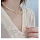 thumbnail image 4 of Collar Saturno Perlas Artificiales Diamantes Planeta Luz Lujo High Feeling Collarbone Cadena, 4 of 4