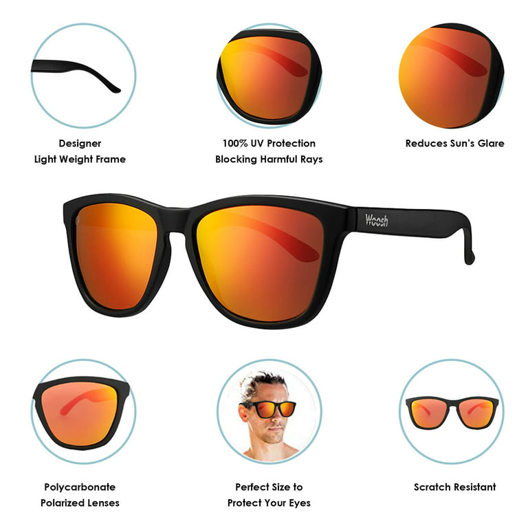 Woosh Polarized Sunglasses for Men and Women - Lightweight unisex Sun Glasses with UV Protection for Driving Fishing, Running, Sports, Beach and