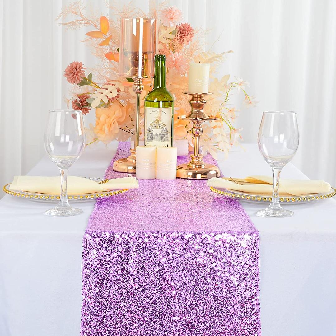 Lavender Table Runners 12x108Inches Pack of 10 Sequin Table Runners