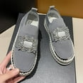thumbnail image 4 of Miluxas Women's Rhinestone Slip On Sneakers Casual Comfort Platform Walking Shoes Cute Glitter Bling Loafers Gray 7.5(40), 4 of 9