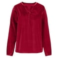 thumbnail image 5 of Mifsaly Velvet Blouses for Women Notched V-Neck Long Sleeve Velour Top Business Comfortable Elegant Shirt Elastic Cuffs Casual T-Shirts Going Out Travel Spring Fall Outfits S, 5 of 9