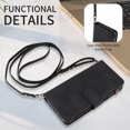 thumbnail image 2 of Wallet Case Compatible with iPhone 16 Pro, Premium PU Leather Zipper Flip Folio Wallet Magnetic Snap with Detachable Wrist Strap & Shoulder Strap Built-in Kickstand Protective Case - Black, 2 of 6