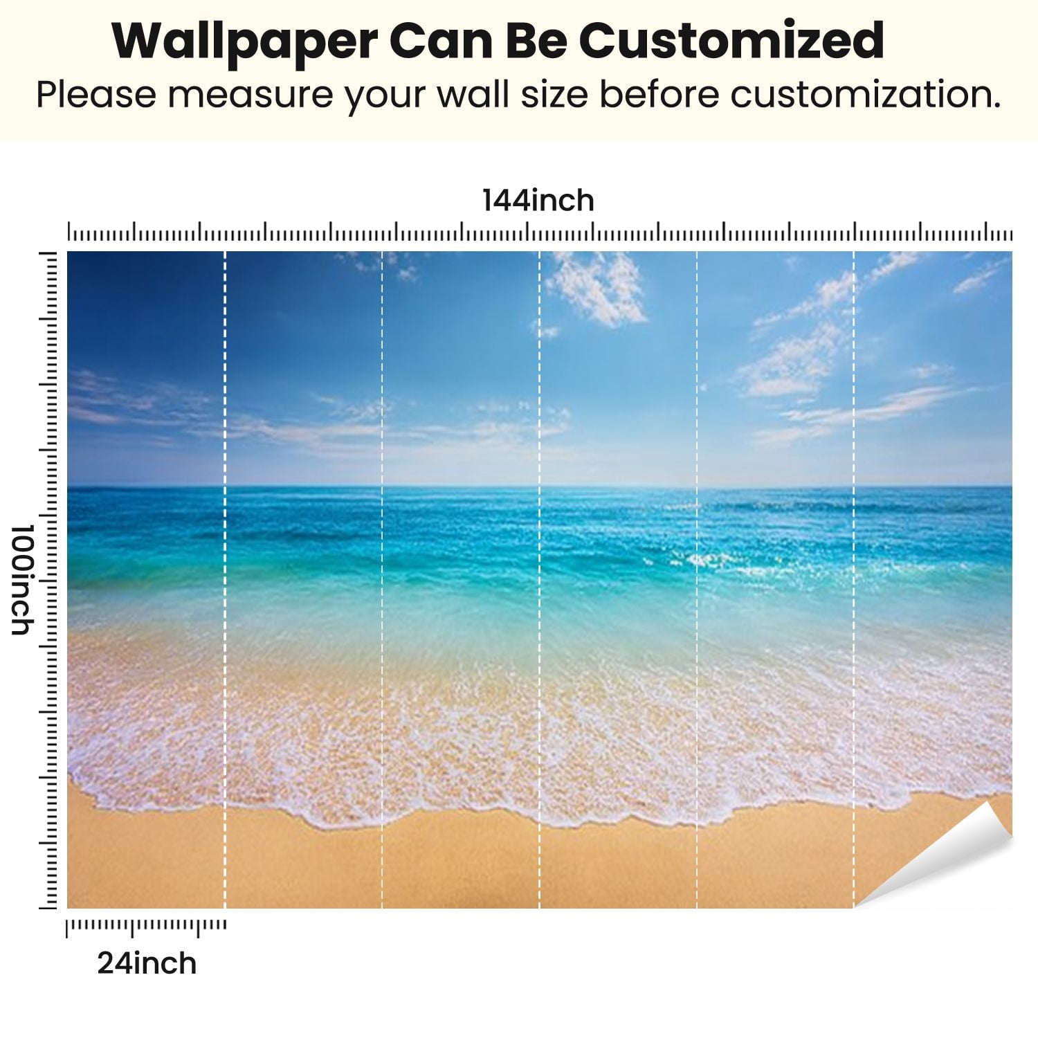 Peel and Stick Wallpaper beach tropical sea Modern Art Wall Mural Decor Self Adhesive and Removable 100in x 144in
