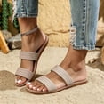 thumbnail image 4 of Samdudou Plus Size Slip On Sandals for Women Double Band Woven Slides Braided Texture Flat Jute Style Sole Minimalist Open Toe Footwear for Vacation, 4 of 6
